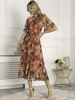 Tina Turtle Neck Mesh Dress, Orange Multi -DORIA Clothing Shop BY 2389 OrangeMulti 2