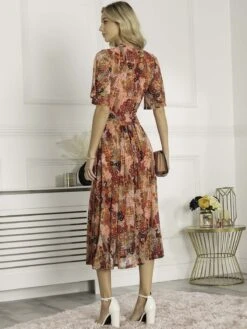 Tina Turtle Neck Mesh Dress, Orange Multi -DORIA Clothing Shop BY 2389 OrangeMulti 4