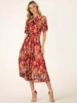 Tina Turtle Neck Mesh Dress, Orange Multi -DORIA Clothing Shop BY 2389 OrangeMulti 6