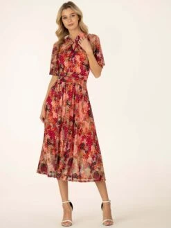 Tina Turtle Neck Mesh Dress, Orange Multi -DORIA Clothing Shop BY 2389 OrangeMulti 7