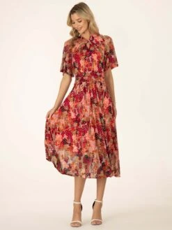 Tina Turtle Neck Mesh Dress, Orange Multi -DORIA Clothing Shop BY 2389 OrangeMulti 8