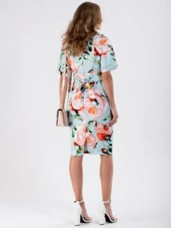 Short Sleeve Kimono Dress, Green Floral -DORIA Clothing Shop C 101B3GREENFLORAL 2 35cbf412 4161 4cd2 b7ce edc4bb1bd72d