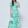 Twist Front Jersey Maxi Dress, Green Floral