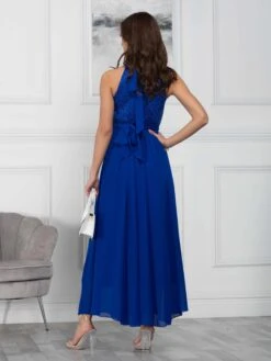 Halter Neck Lace Maxi Bridesmaid Dress, Royal Blue -DORIA Clothing Shop CUR 9107 RoyalBlue 4
