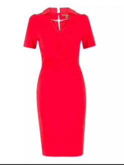 Half Sleeve Cross Front Pencil Dress, Red -DORIA Clothing Shop Capture121 41b26f8b 2eb8 4ce1 8cf6 6ae48f11c0d9