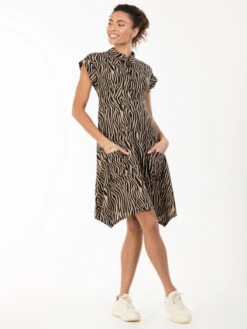 Cassie Hanky Hem Tunic Dress, Brown Animal -DORIA Clothing Shop CassieHankyHemTunicDress5