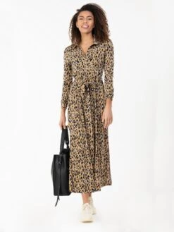 Jolie Moi Dora Leopard Maxi Shirt Dress, Camel -DORIA Clothing Shop D091 142CamelAnimal 4