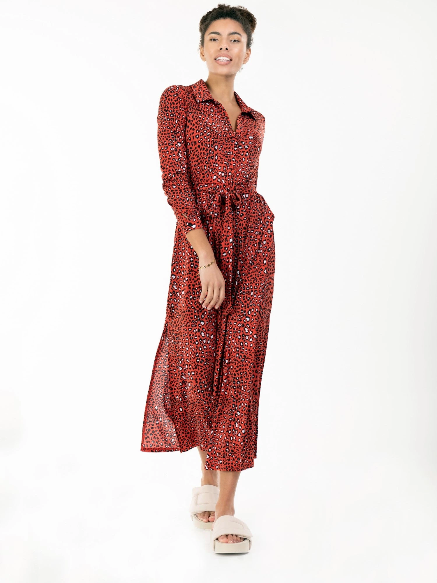 Jolie Moi Dora Floral Maxi Shirt Dress, Red Animal 5 Jolie Moi Dora Floral Maxi Shirt Dress, Red Animal - Image 5