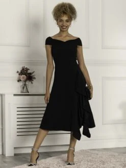 Desiree Frill Fit & Flare Dress, Black