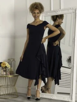 Desiree Frill Fit & Flare Dress, Navy -DORIA Clothing Shop D5161 39 Navy 1