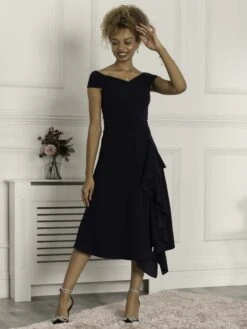 Desiree Frill Fit & Flare Dress, Navy -DORIA Clothing Shop D5161 39 Navy 4
