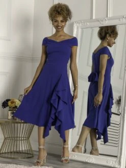 Desiree Frill Fit & Flare Dress, Royal Blue -DORIA Clothing Shop D5161 39 RoyalBlue 1