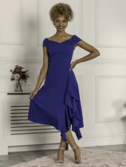 Desiree Frill Fit & Flare Dress, Royal Blue -DORIA Clothing Shop D5161 39 RoyalBlue 4