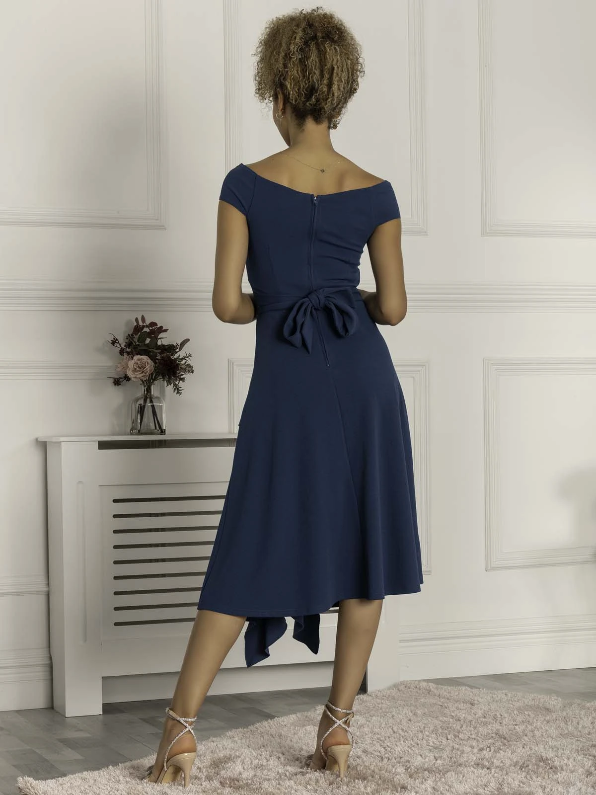 Desiree Frill Fit & Flare Dress, Teal 2 Desiree Frill Fit & Flare Dress, Teal - Image 2