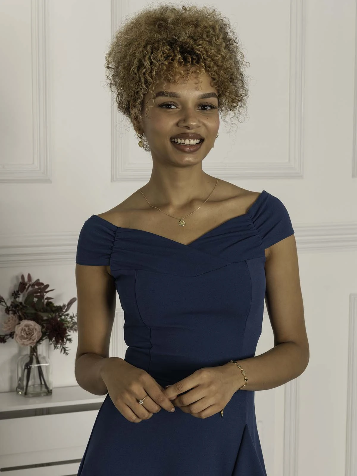 Desiree Frill Fit & Flare Dress, Teal 3 Desiree Frill Fit & Flare Dress, Teal - Image 3