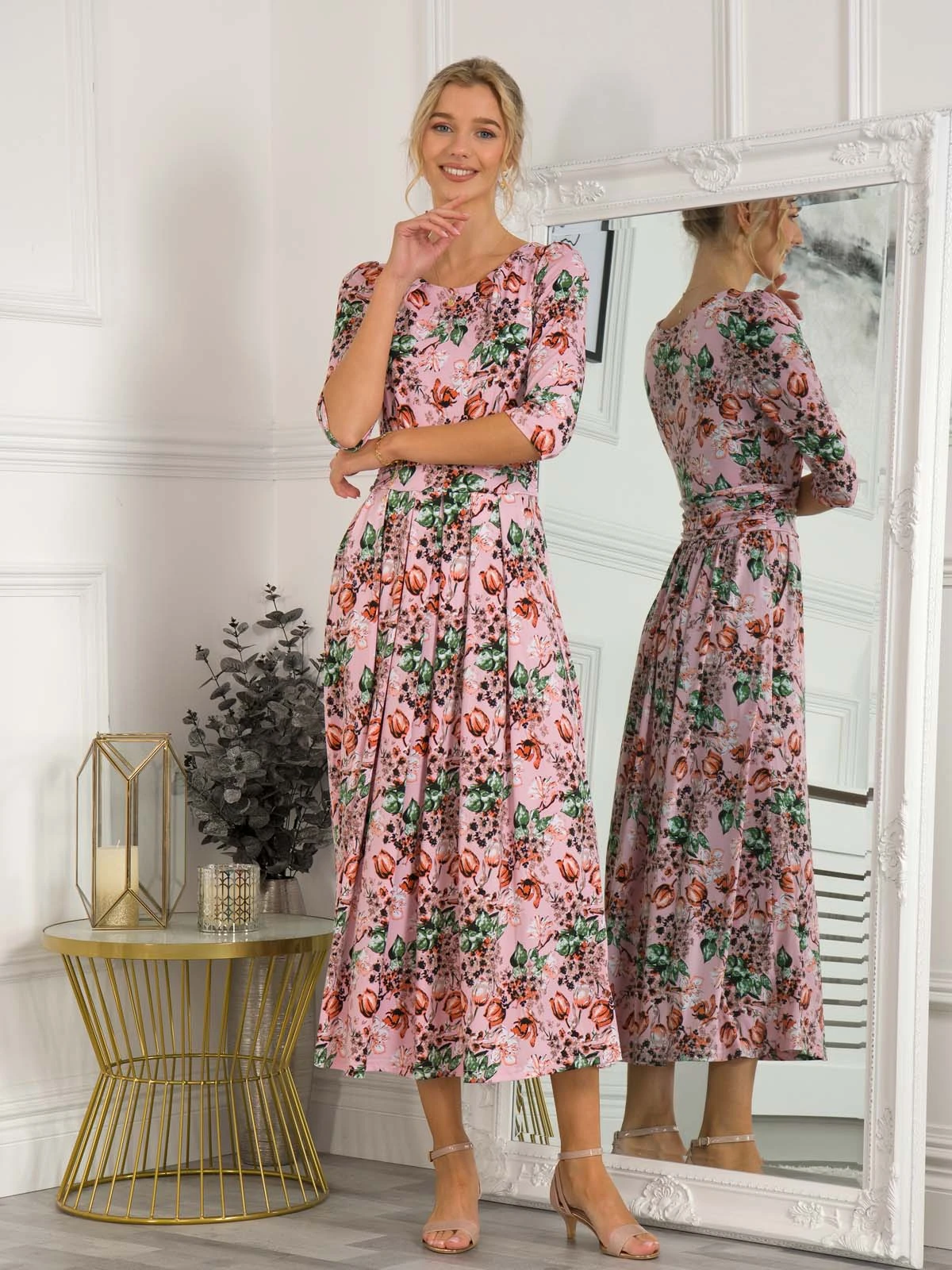 Dorothy Abstract Floral Print Dress, Pink Floral 1 Dorothy Abstract Floral Print Dress, Pink Floral