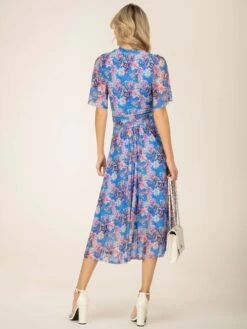 Jolie Moi Danika Keyhole Neck Mesh Dress, Royal Multi -DORIA Clothing Shop DL 2389 RoyalMulti 9