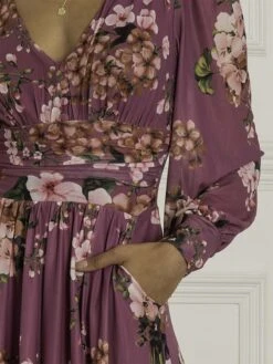 Phoebe Long Sleeve Mesh Dress, Mauve Purple -DORIA Clothing Shop DPR 2378 MauvePurple 6