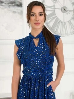 Maahi Frilly Midi Dress, Blue Animal 14 Maahi Frilly Midi Dress, Blue Animal -DORIA Clothing Shop DS 951 BlueAnimal 7