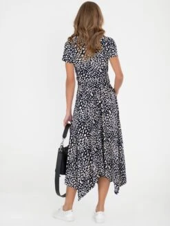 V Neck Hanky Maxi Dress, Navy Animal -DORIA Clothing Shop DSC3682 2