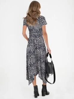 V Neck Hanky Maxi Dress, Navy Animal -DORIA Clothing Shop DSC3697 2