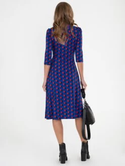 Print Wrap Shirt Jersey Dress , Royal Multi -DORIA Clothing Shop DSC3891 2