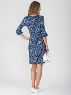 Print Balloon Sleeve Jersey Dress, Blue Multi -DORIA Clothing Shop DSC 0241 0d999358 e765 4b61 a580 c7023db929e3