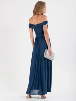Bardot Neck Mesh Maxi Dress, Stormy Blue -DORIA Clothing Shop DSC 0839