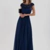 Basia Bridesmaid Lace Bodice Maxi Dress, Navy