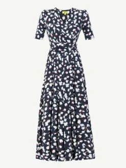 Jolie Moi Acadia Floral Print Wrap Maxi Dress, Navy White Floral -DORIA Clothing Shop DSC 4597JolieMoiAcadiaAbstractFloralPrintWrapMaxiDress NavyWhite