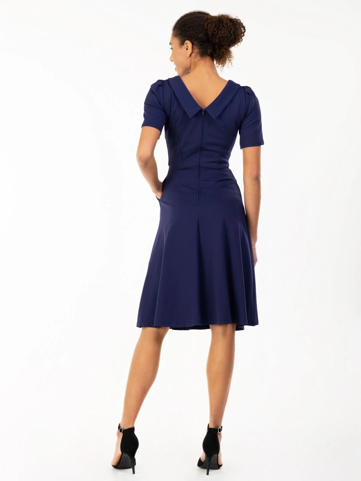 Jolie Moi Bay Peter Tea Dress, Navy 4 Jolie Moi Bay Peter Tea Dress, Navy - Image 4
