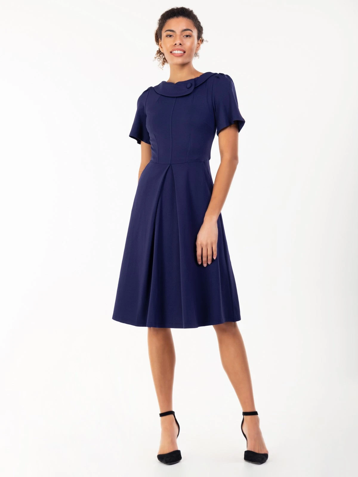 Jolie Moi Bay Peter Tea Dress, Navy 1 Jolie Moi Bay Peter Tea Dress, Navy