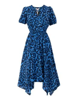 Nana Hanky Hem Dress, Blue Animal -DORIA Clothing Shop DSC 6220JolieMoiNanaHankyHemDress