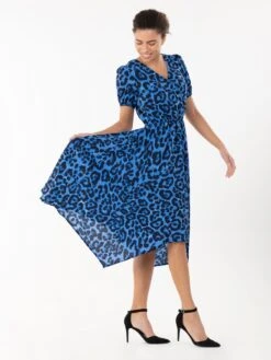 Nana Hanky Hem Dress, Blue Animal -DORIA Clothing Shop DSC 6224 JolieMoiNanaHankyHemDress