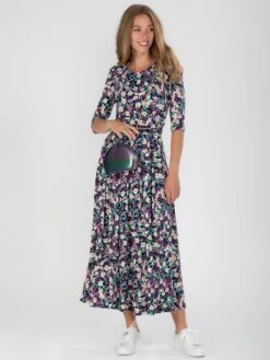 Pauline Sleeved Maxi Dress, Purple Floral -DORIA Clothing Shop DSC 8634