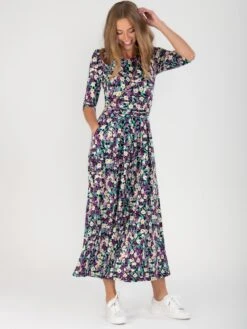 Pauline Sleeved Maxi Dress, Purple Floral -DORIA Clothing Shop DSC 8644