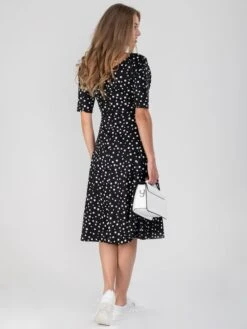 Scoop Neck Half Sleeved Retro Swing Dress, Black Pattern -DORIA Clothing Shop DSC 9826 39ef8f77 8691 4ab4 acf0 f6cf06c15238