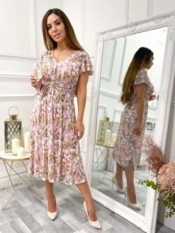 Viviana Mesh Midi Dress, Light Pink -DORIA Clothing Shop DW 8373LightPink 8