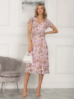 Viviana Mesh Midi Dress, Light Pink -DORIA Clothing Shop DW 8373 LightPink 1