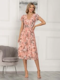 Viviana Mesh Midi Dress, Peach 15 Viviana Mesh Midi Dress, Peach -DORIA Clothing Shop DW 8373 Peach 1