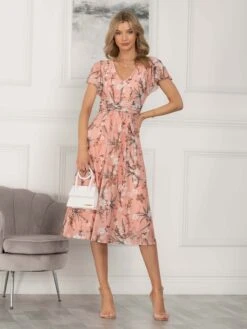 Viviana Mesh Midi Dress, Peach 17 Viviana Mesh Midi Dress, Peach -DORIA Clothing Shop DW 8373 Peach 3