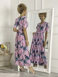 Calais Half Sleeve Maxi Dress, Pink Multi -DORIA Clothing Shop DY621137 PinkMulti 1