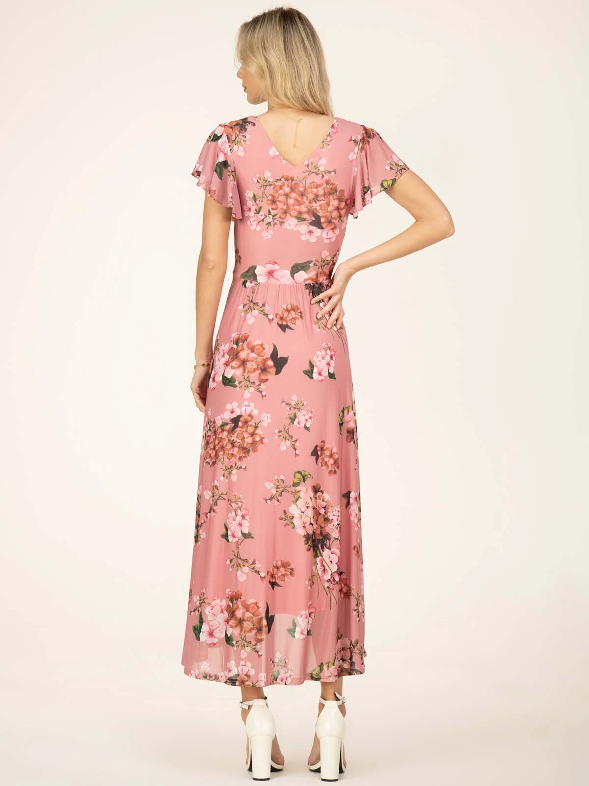 Jolie Moi Eliza Dip Hem Mesh Maxi Dress, Mauve 7 Jolie Moi Eliza Dip Hem Mesh Maxi Dress, Mauve - Image 7