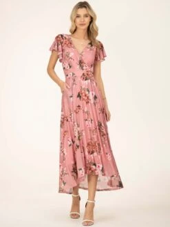 Jolie Moi Eliza Dip Hem Mesh Maxi Dress, Mauve 16 Jolie Moi Eliza Dip Hem Mesh Maxi Dress, Mauve -DORIA Clothing Shop E 13312 Mauve 8