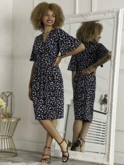 Jolie Moi Elesia Flare Sleeve Shift Dress, Dark Teal -DORIA Clothing Shop E236 126 DarkTeal 1