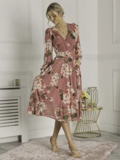 Eileen Long Sleeve Mesh Dress, Dark Mauve -DORIA Clothing Shop EL 3621 DarkMauve 4