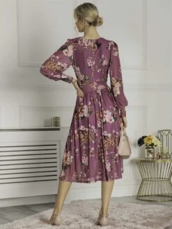 Eileen Long Sleeve Mesh Dress, Dusty Purple 10 Eileen Long Sleeve Mesh Dress, Dusty Purple -DORIA Clothing Shop EL 3621 DustyPurple 5