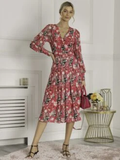 Eileen Long Sleeve Mesh Dress, Hot Pink 8 Eileen Long Sleeve Mesh Dress, Hot Pink -DORIA Clothing Shop EL 3621 HotPink 3