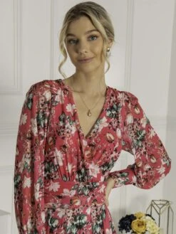 Eileen Long Sleeve Mesh Dress, Hot Pink 9 Eileen Long Sleeve Mesh Dress, Hot Pink -DORIA Clothing Shop EL 3621 HotPink 5