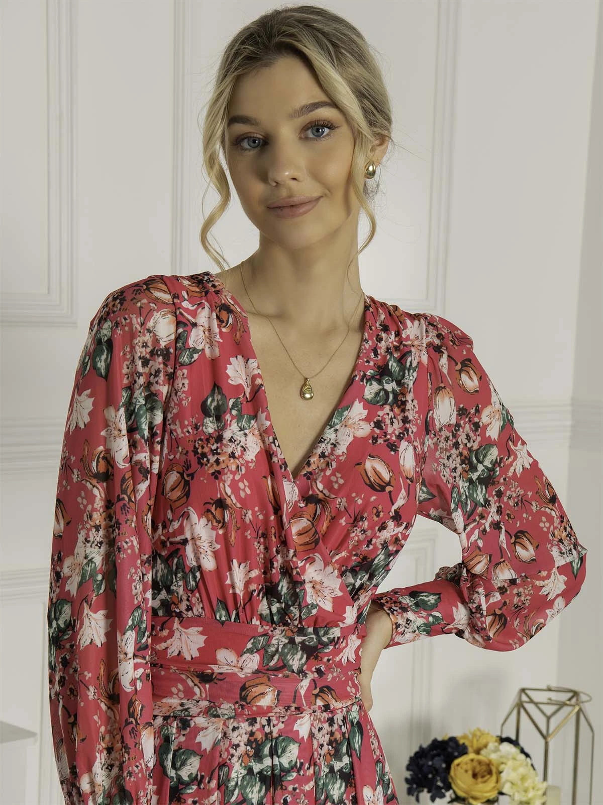 Eileen Long Sleeve Mesh Dress, Hot Pink 5 Eileen Long Sleeve Mesh Dress, Hot Pink - Image 5